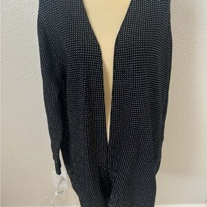 NWT INC Black Shiny Silver Studded Long Heavy Sweater Cardigan w/Pockets SZ 1X